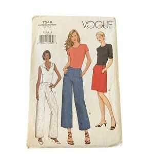 Vogue 7546 Misses Skirt Pants A-Line Straight‎ Leg Waistband 12 14 16 Uncut FF